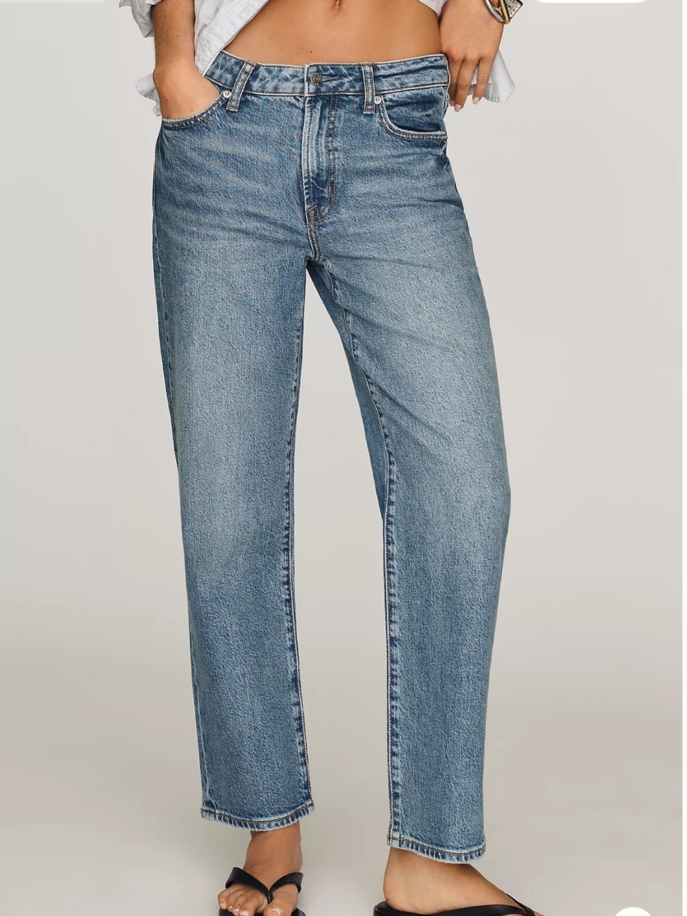 NWT Anthologie’s Pistola Mid Rise Straight Jeans  River Wash 30 P